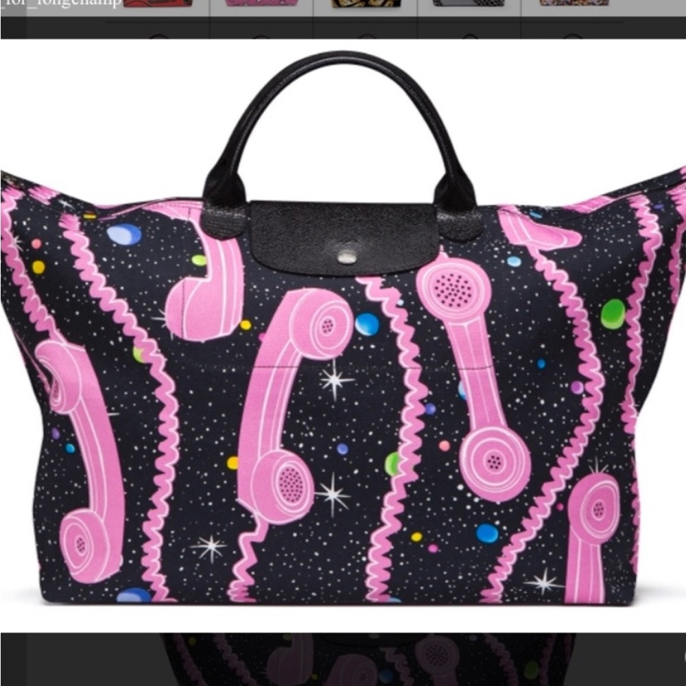 Longchamp Black and Pink Tote Bag